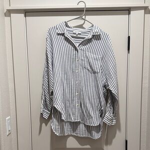 Madewell Navy and White Striped Shirt